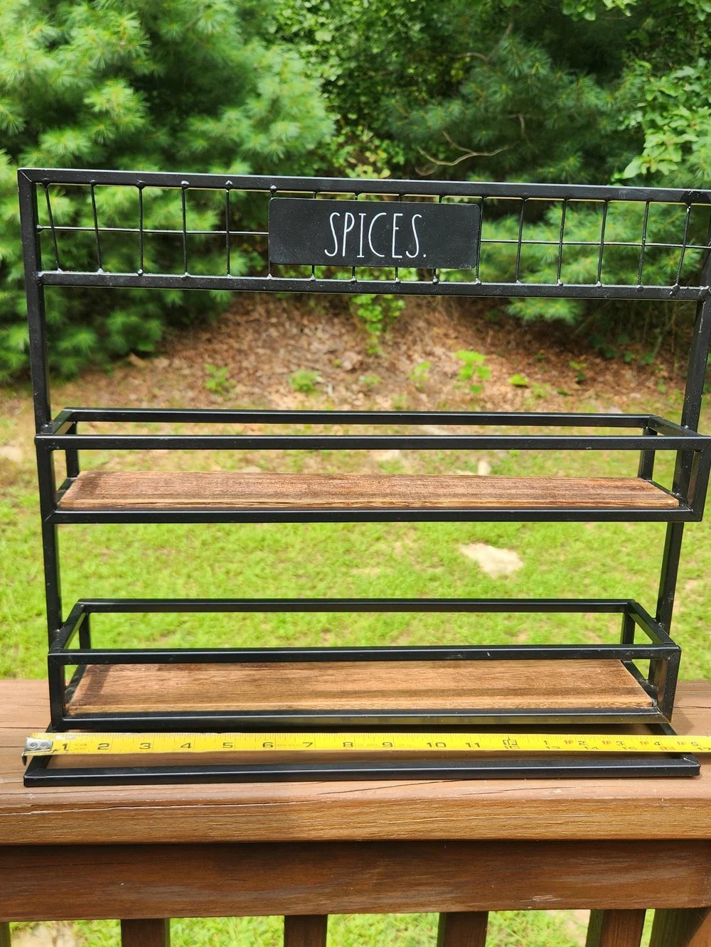 Rae Dunn Wood And Metal 'SPICES' Rustic Spice Rack